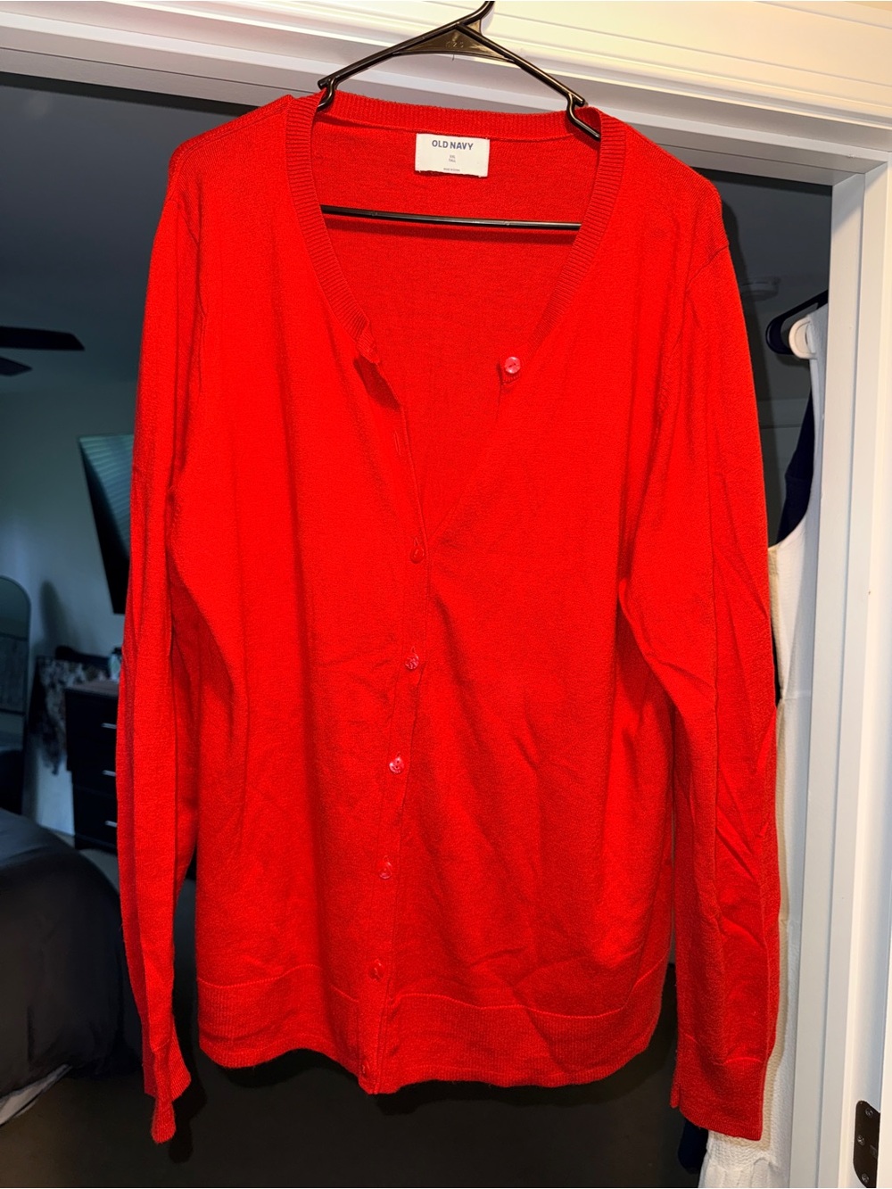 Old Navy Bright Red Men's Button-Front Cardigan Sweater
